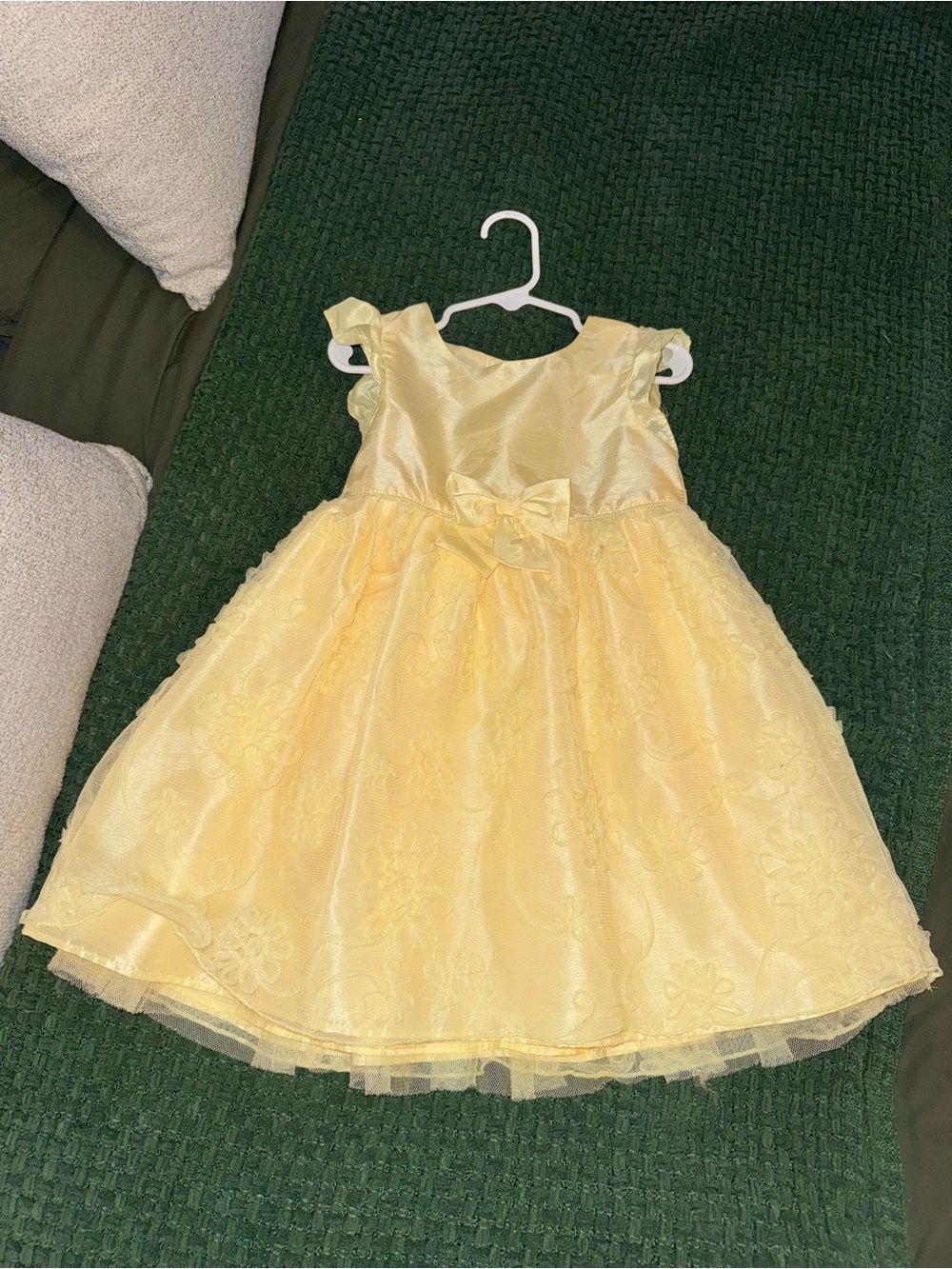 George Yellow Floral Lace Bow-Accent Girls' Formal Dress